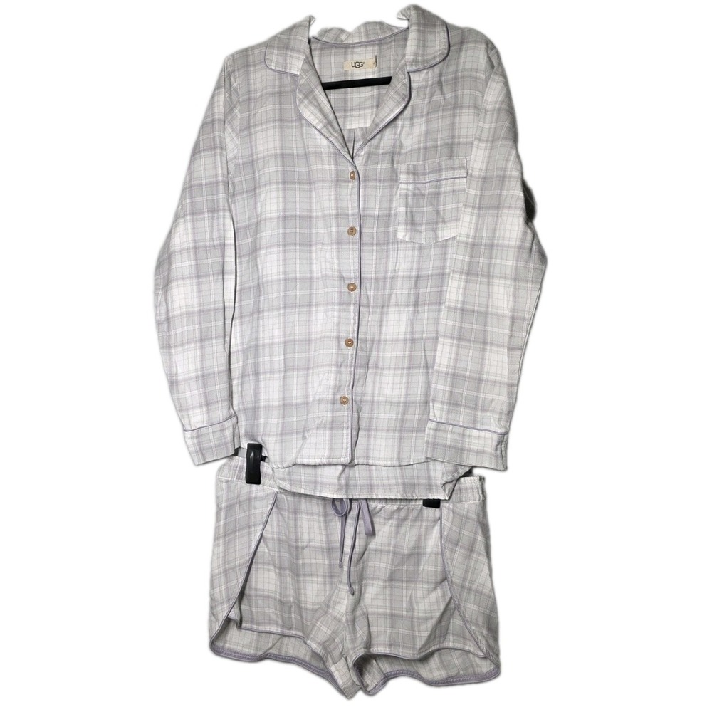 UGG Milo Womens Size Large Pajama Set Flannel Long Sleeve Shorts